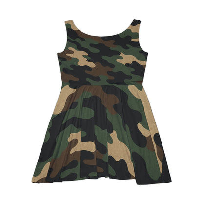 Camo AOP Skater Dress for Women, Stylish Casual Dress, Summer Outfit, Trendy Party Dress, Outdoor Wear, Military Style - TRV