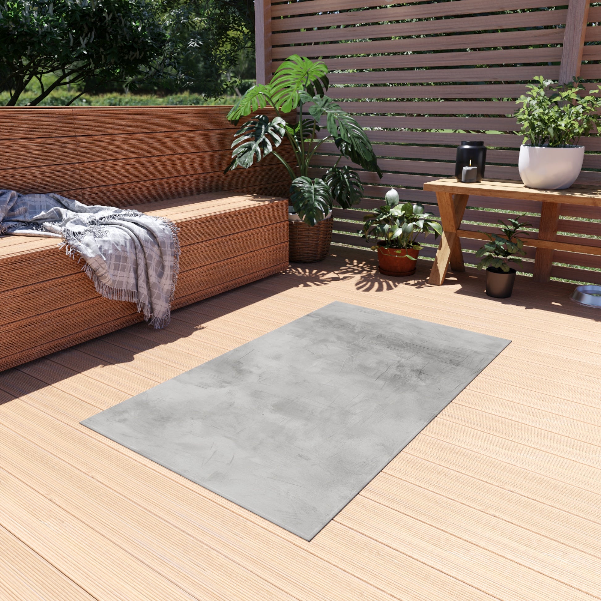 Stylish Outdoor Rug for Patios, Decks, and Gardens | Modern Gray Area Rug, Indoor-Outdoor Flooring, Home Decor - TRV