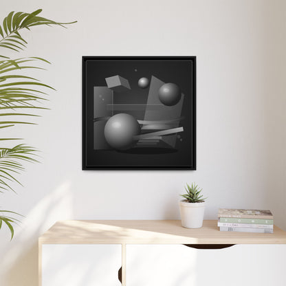 Monochrome Geometric Spheres Canvas Framed Wall Art | Matte Print
