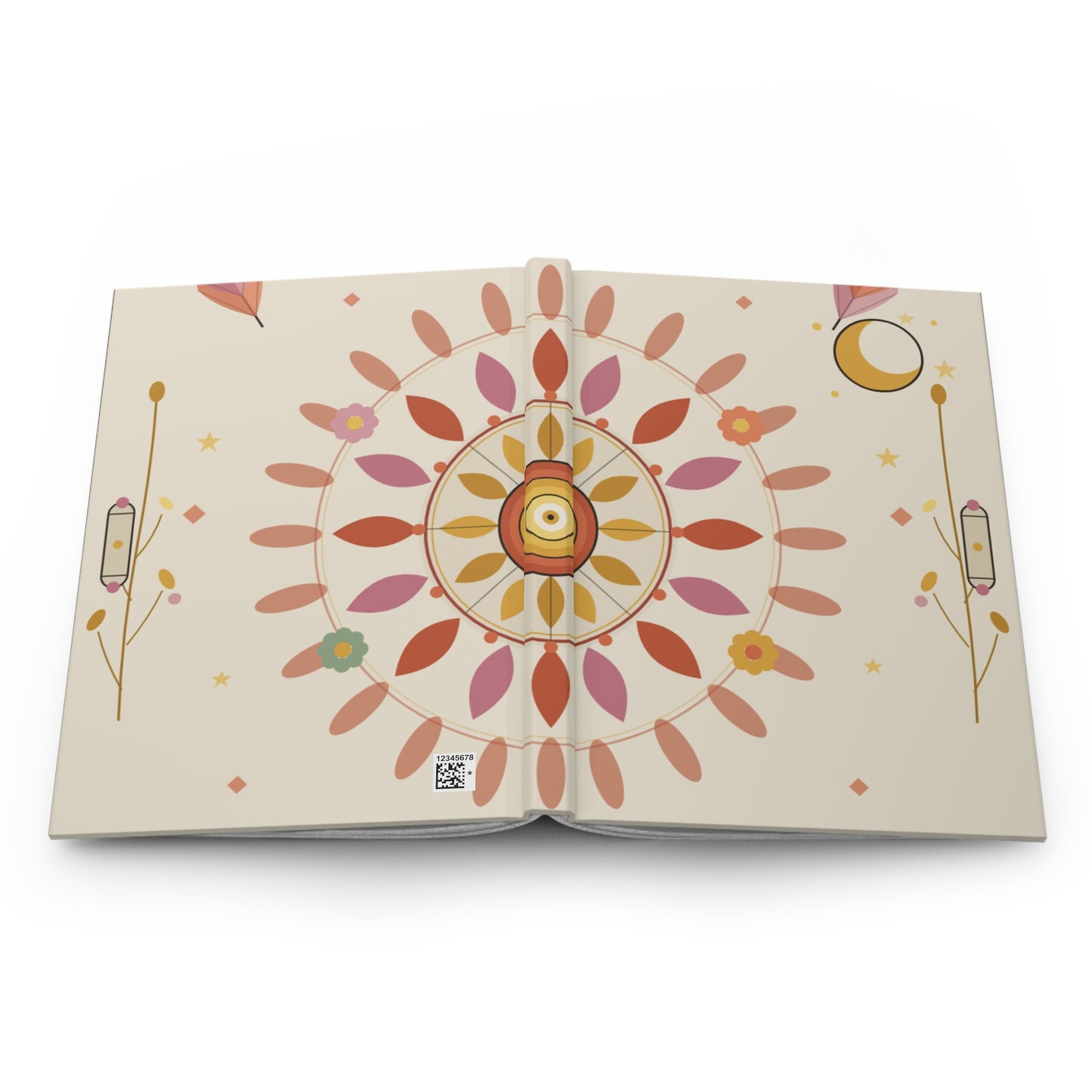 Boho Sunflower Mandala Hardcover Journal | Matte Notebook, Floral Stationery