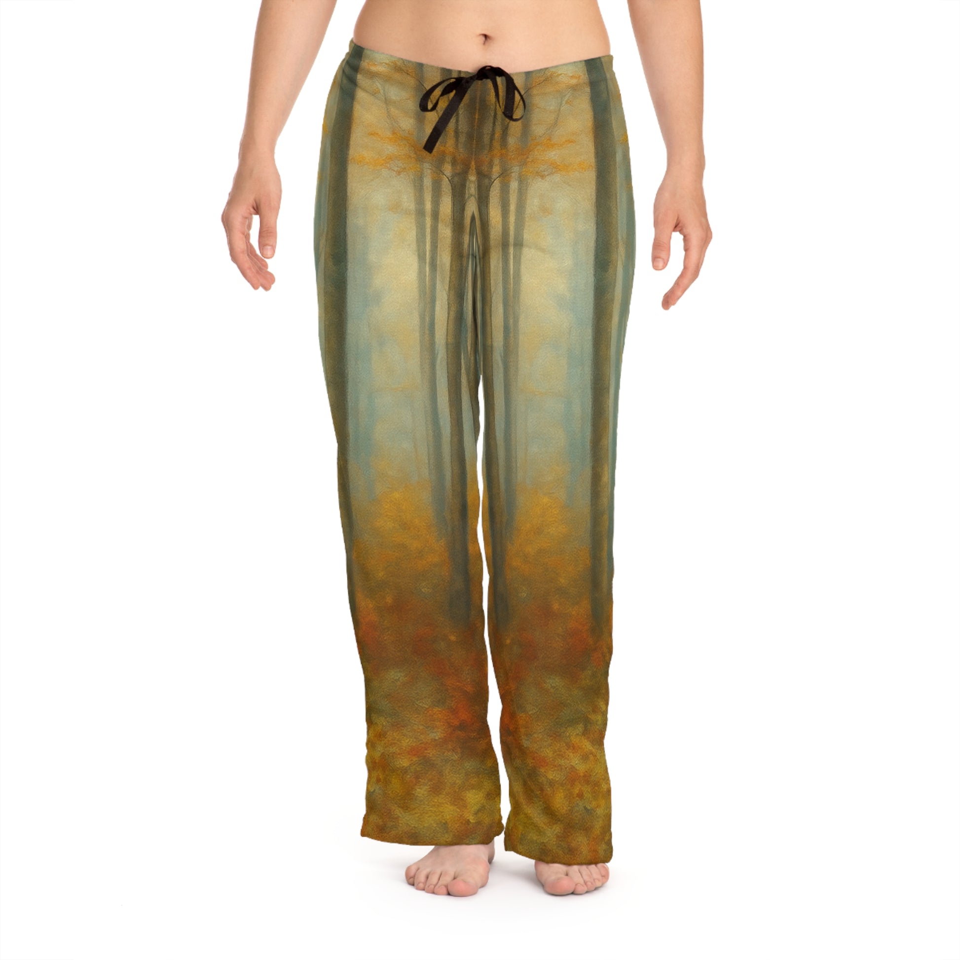 Cozy Autumn Women's Pajama Pants, Fall Loungewear, Forest Print Sleep Pants, Relaxing Homewear, Perfect Gift for Her - TRV