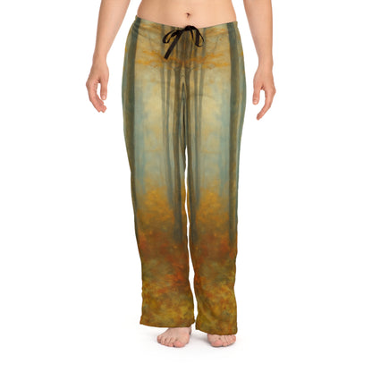 Cozy Autumn Women's Pajama Pants, Fall Loungewear, Forest Print Sleep Pants, Relaxing Homewear, Perfect Gift for Her - TRV