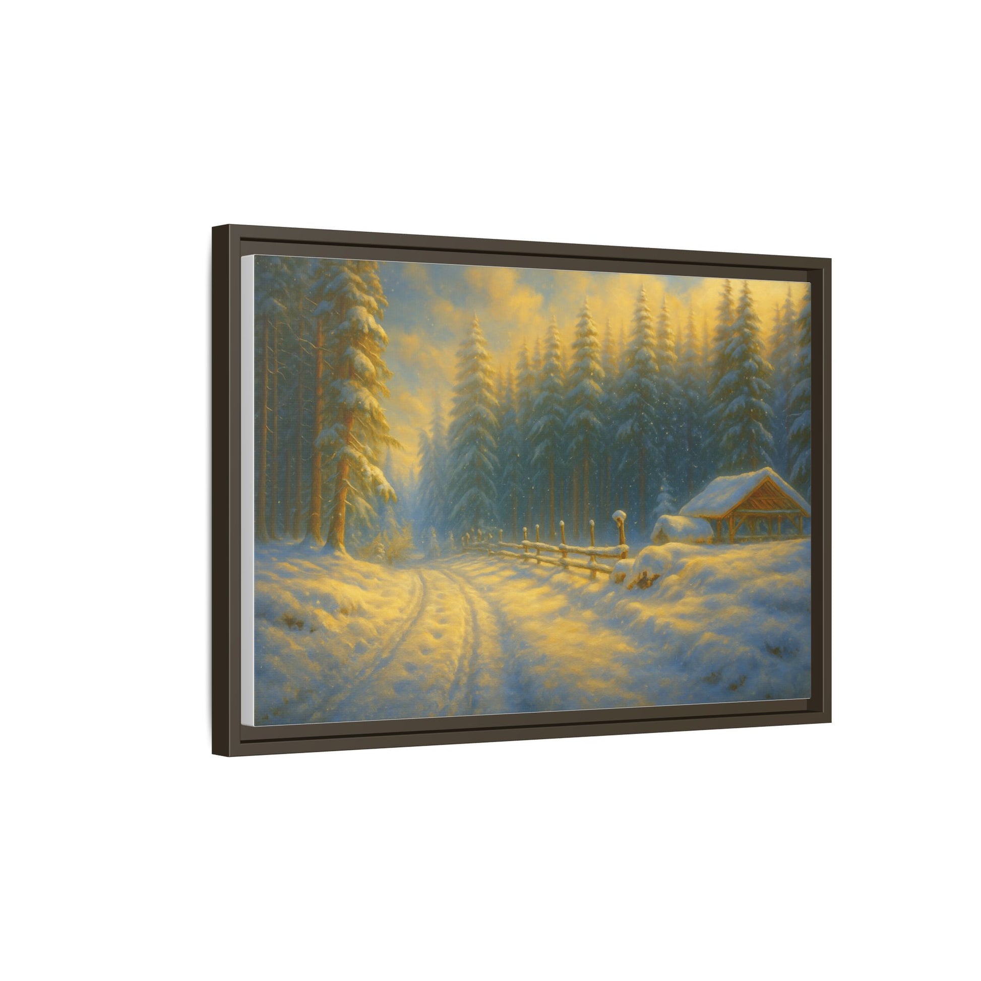 Wall Art Print, Winter Cabin Decor, Nature Scene, Holiday Gift, Cabin Vibes, Christmas Decoration, Matte Canvas, Framed - TRV