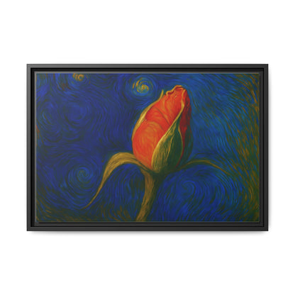 Red Rose Bud Painting Canvas Framed | Matte Wall Art - TRV