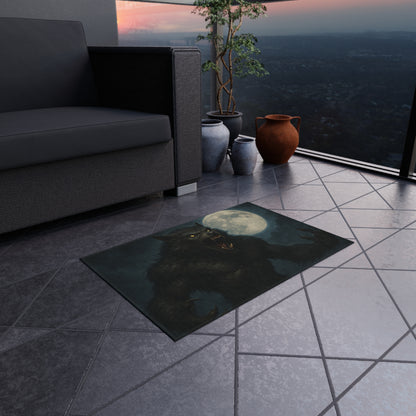 Werewolf Moon Outdoor Rug — Spooky Full Moon Horror Patio Mat