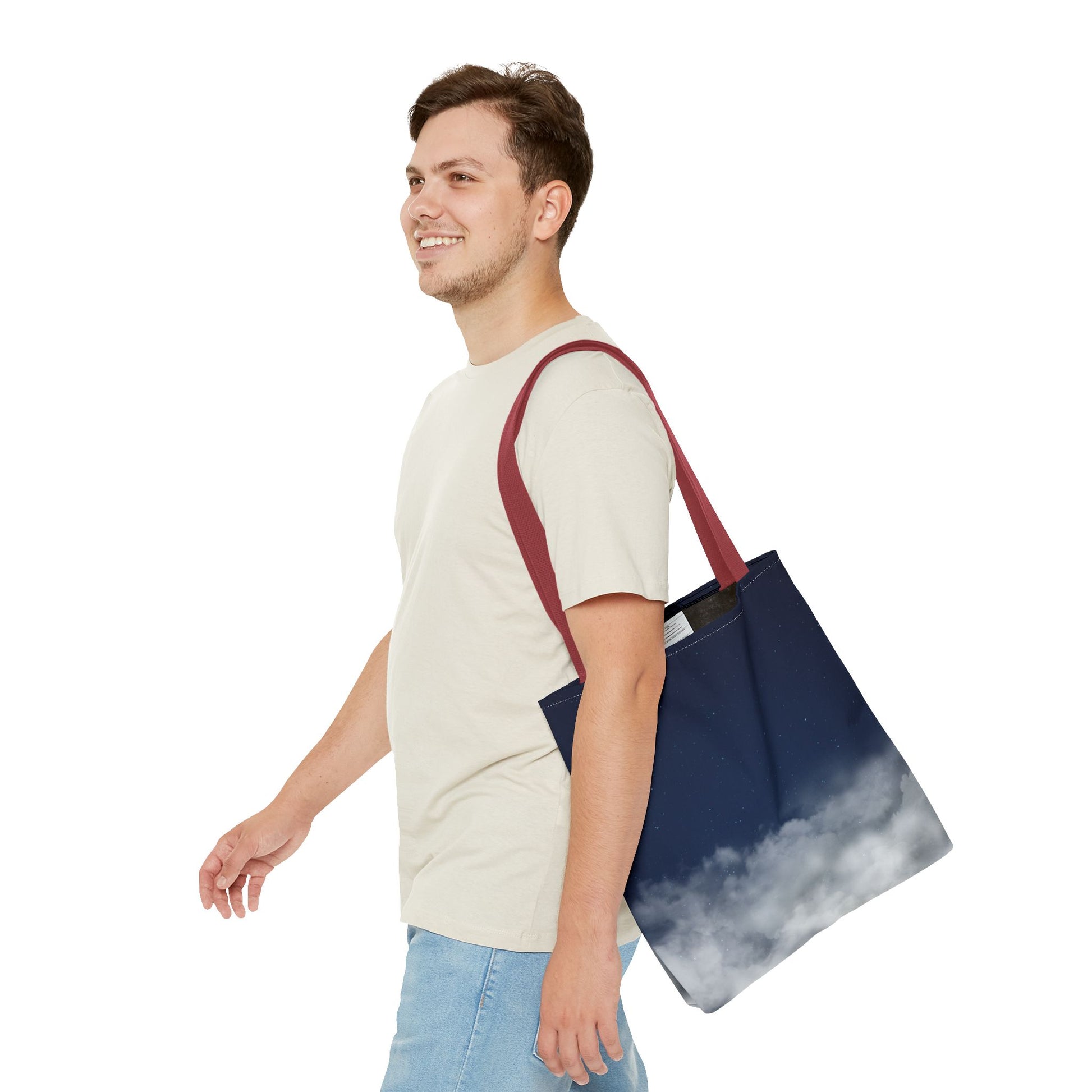 Night Sky Clouds Tote Bag | Starry Navy Ombre - TRV