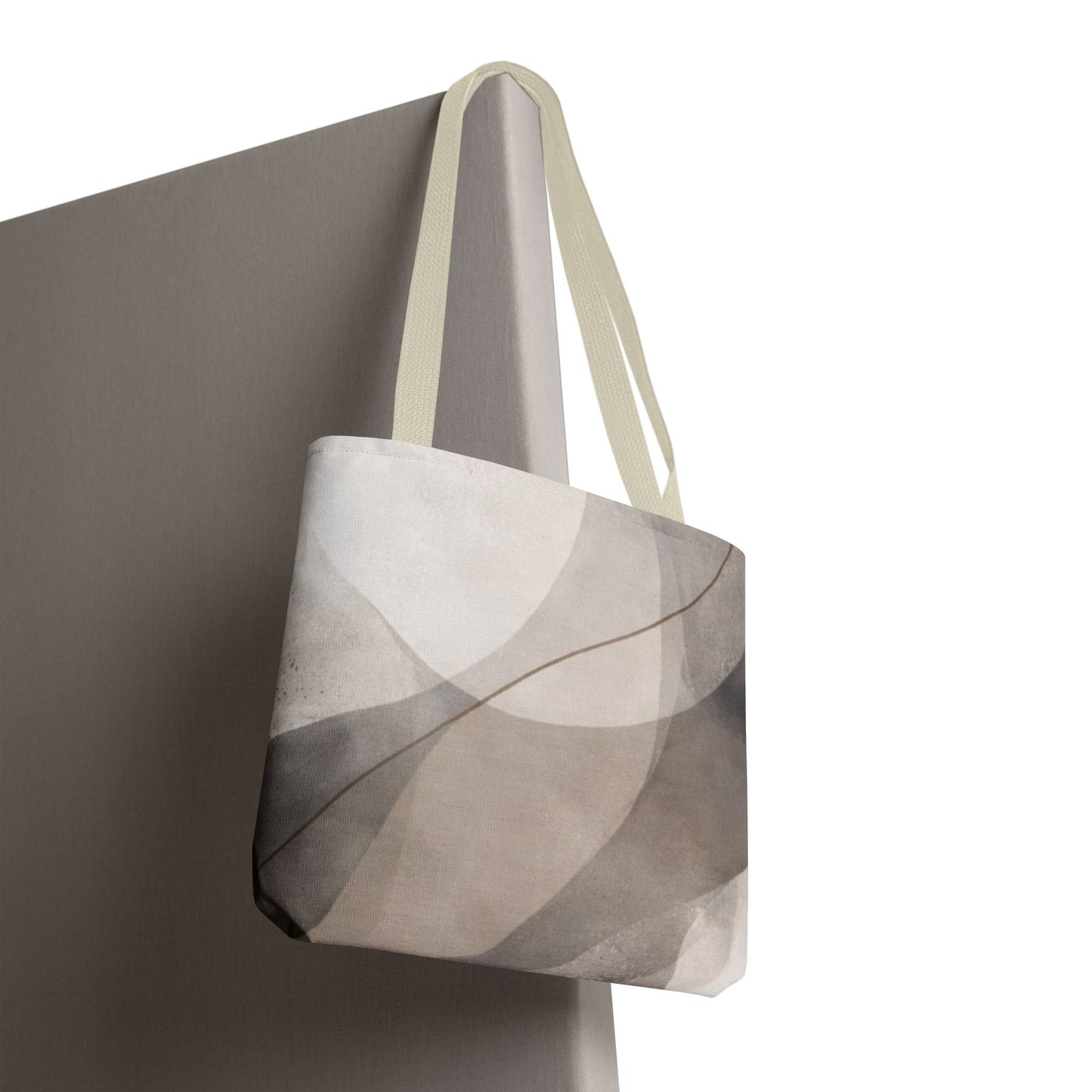 Neutral Abstract Watercolor Waves Tote Bag | All-Over Print