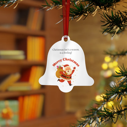 Merry Christmas Santa with Sack metal ornament | Bell shaped holiday decoration