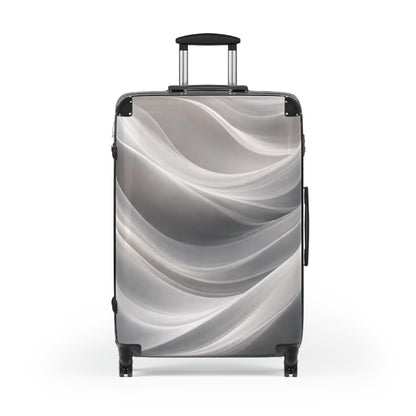 Abstract Silver Wave Suitcase | Hardshell Carry-On Luggage