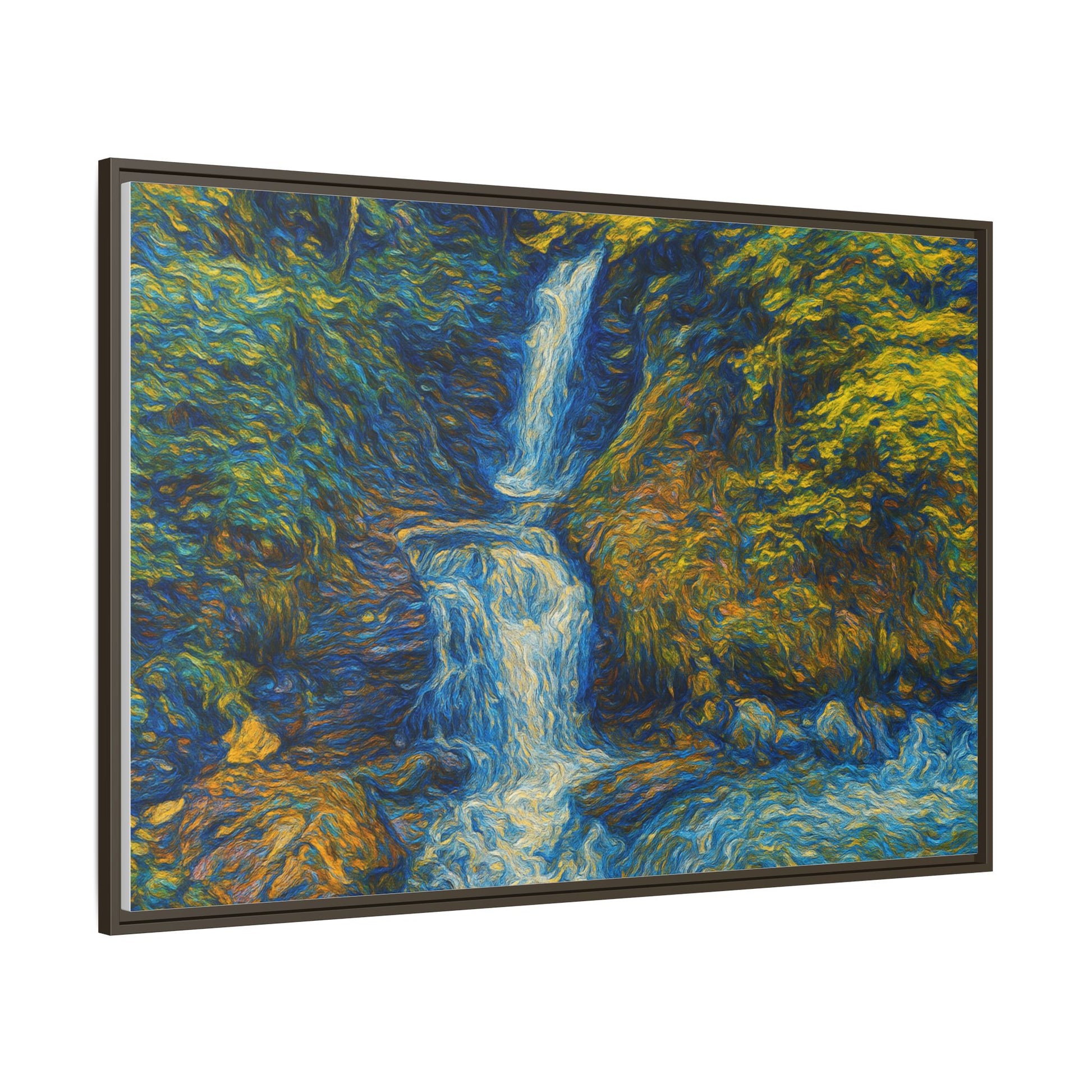 Framed Canvas Art, Majestic Van Gogh Style Waterfall Landscape Wall Decor, Nature Lover Gift, Home Office Artwork, Living Room Decoration - TRV
