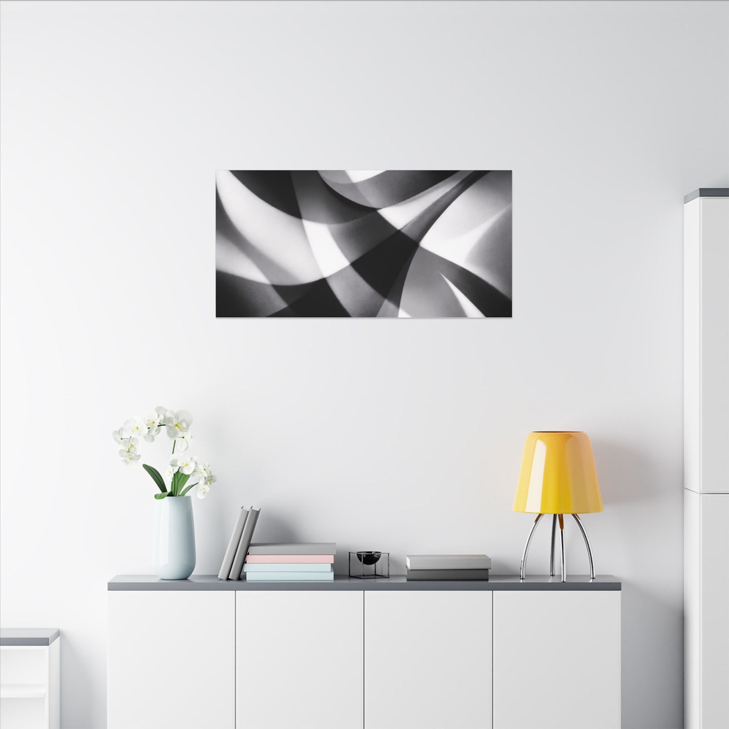 Abstract Black and White Swirl Matte Canvas