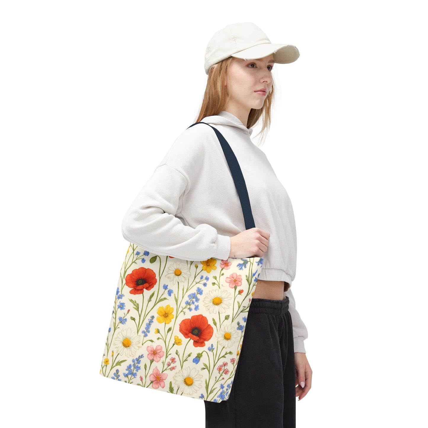 Wildflower Poppy Print Tote Bag | Floral All-Over Pattern