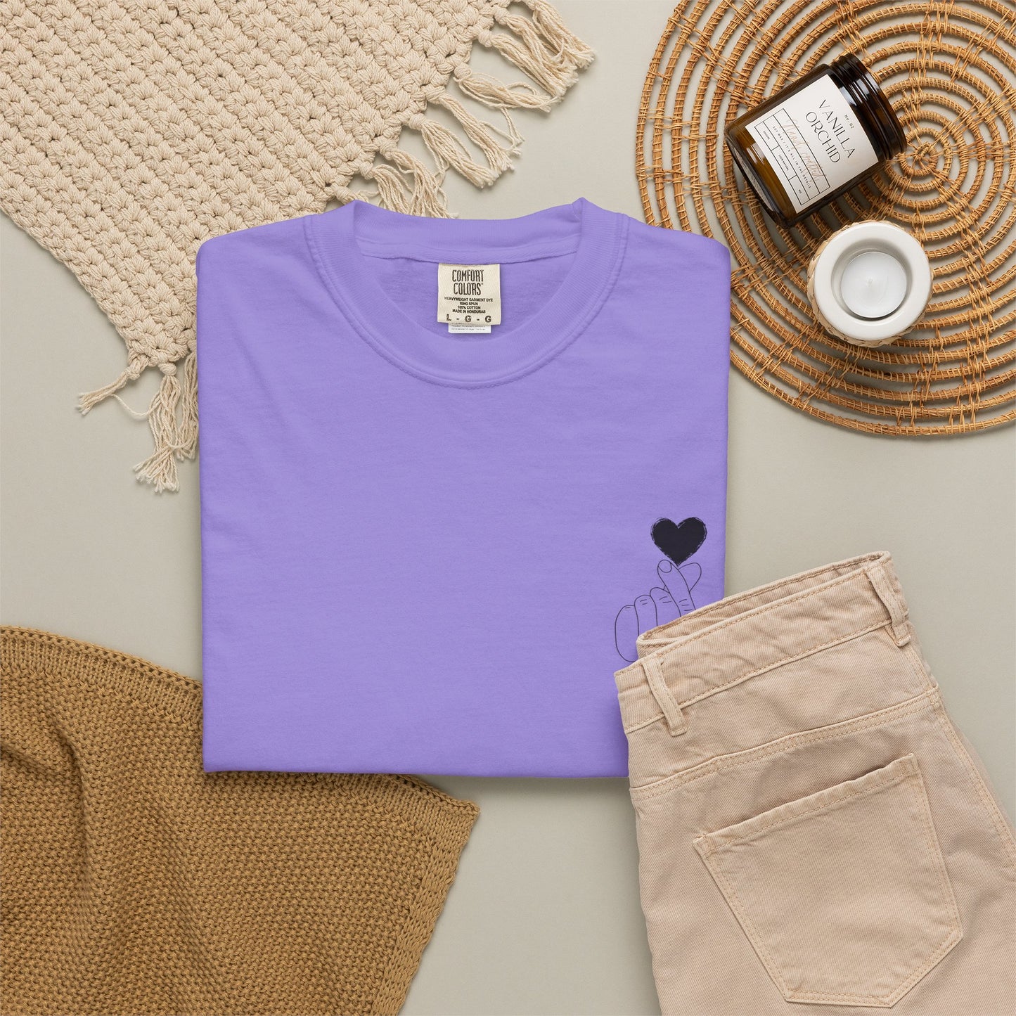 Unisex Garment-Dyed T-Shirt with Heart Design | Casual Trendy Wear for All Occasions