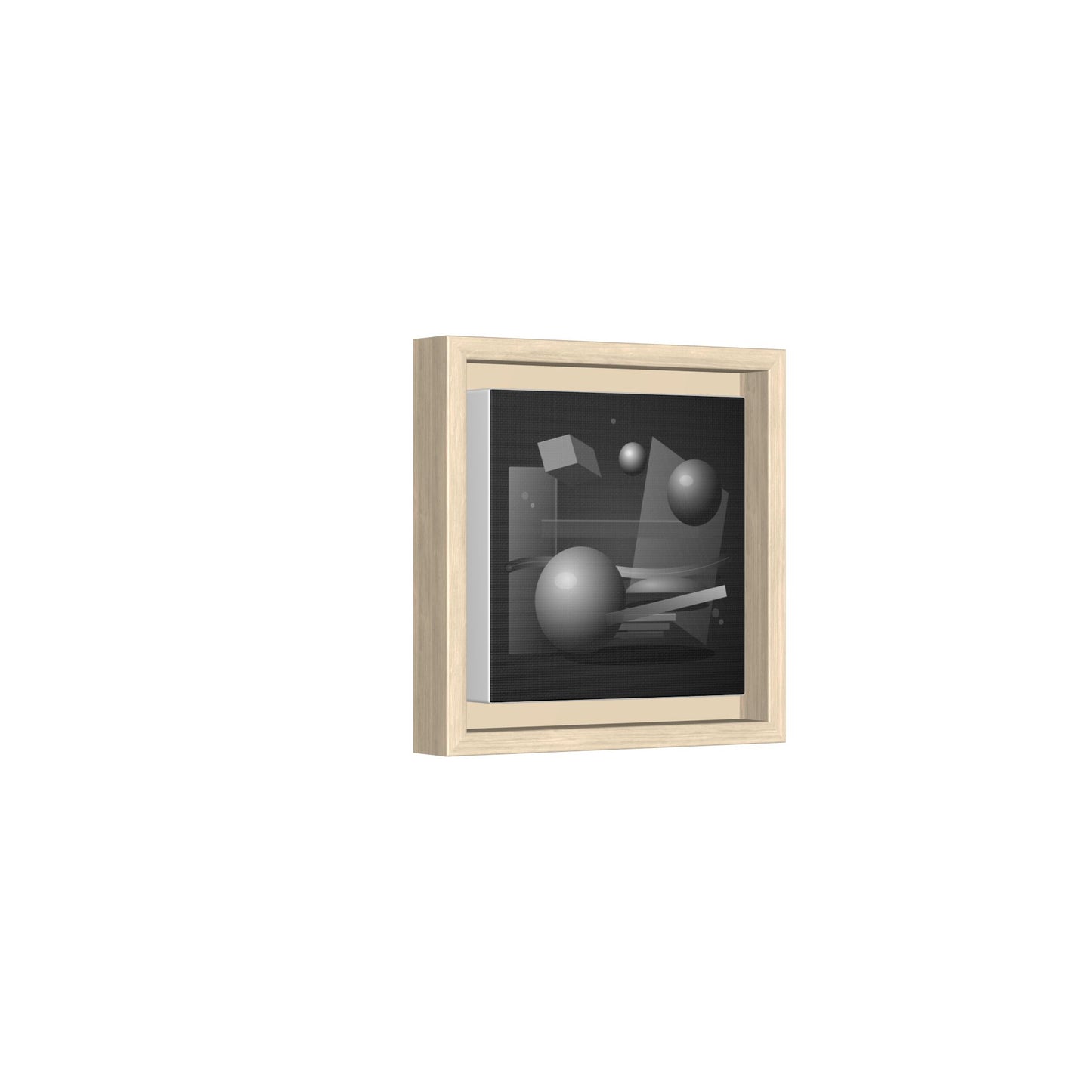Monochrome Geometric Spheres Canvas Framed Wall Art | Matte Print