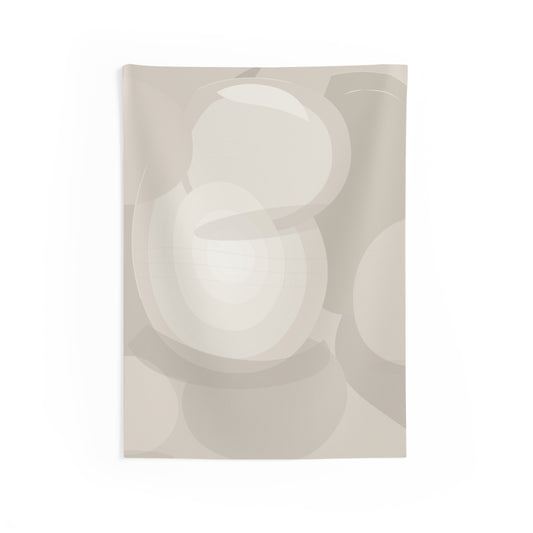 Neutral Abstract Circles Indoor Wall Tapestry | Minimalist Beige Geometric Art