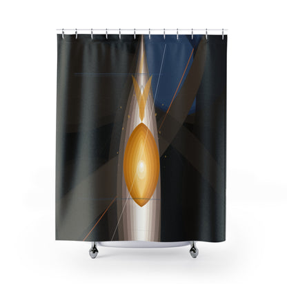 Abstract shower curtain featuring modern, artistic design, ideal for bathroom home decor from Printify.