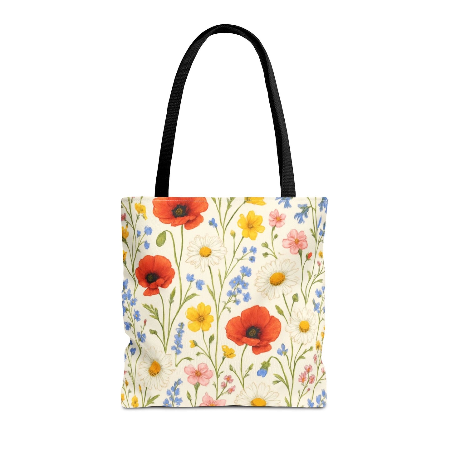 Wildflower Poppy Print Tote Bag | Floral All-Over Pattern