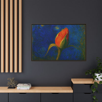 Red Rose Bud Painting Canvas Framed | Matte Wall Art - TRV