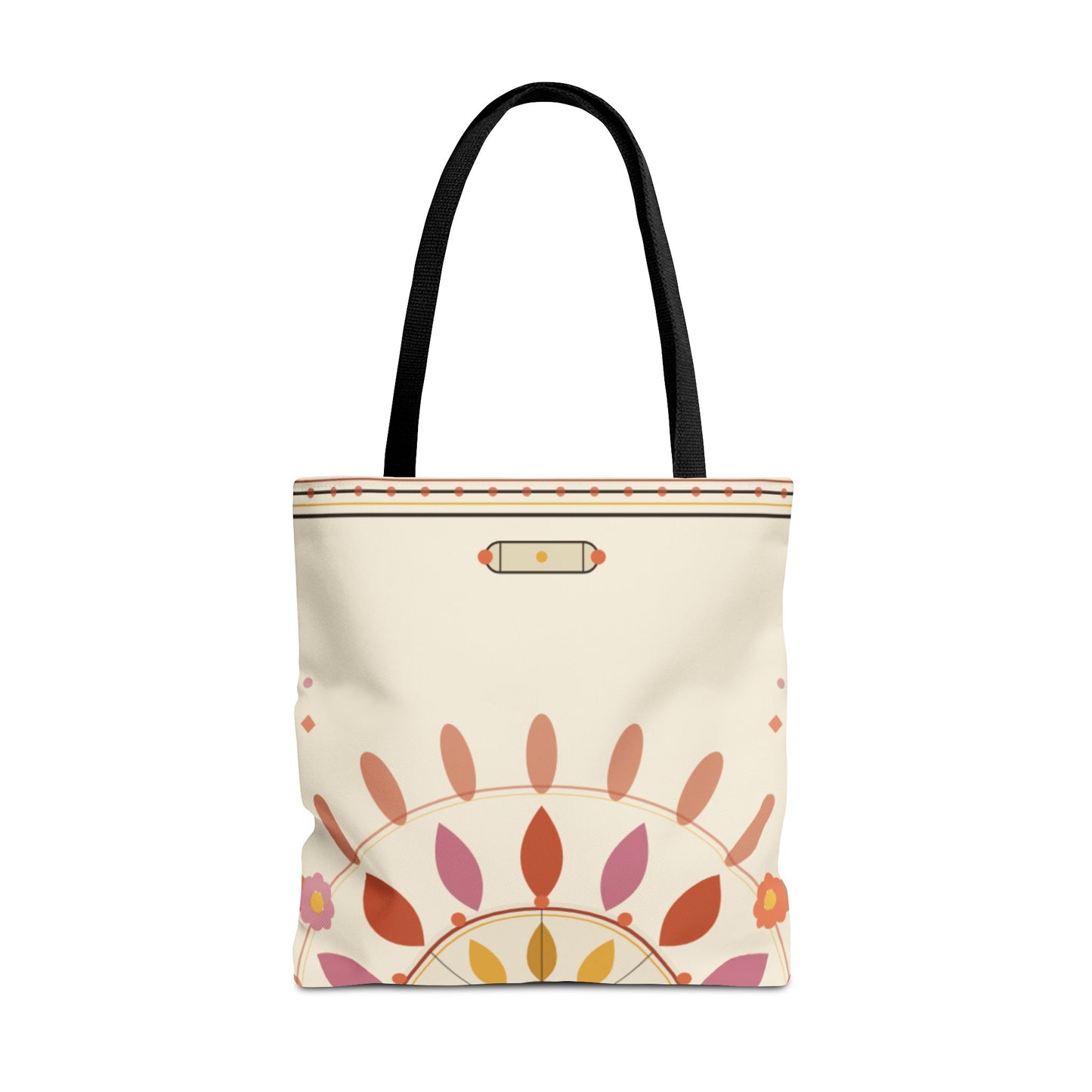 Boho Floral Mandala Tote Bag | Pastel Sunburst Pattern
