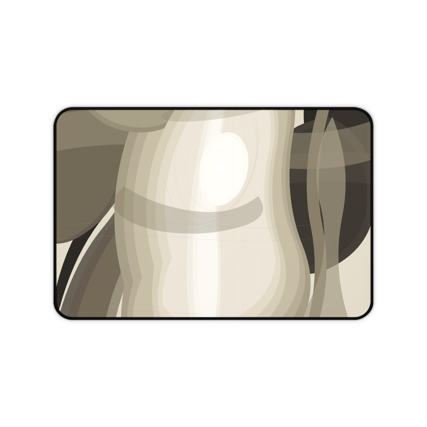 Abstract neutral waves desk mat with beige and brown tones, modern design, perfect for home decor and mousepad surfaces.