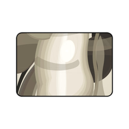 Abstract neutral waves desk mat with beige and brown tones, modern design, perfect for home decor and mousepad surfaces.