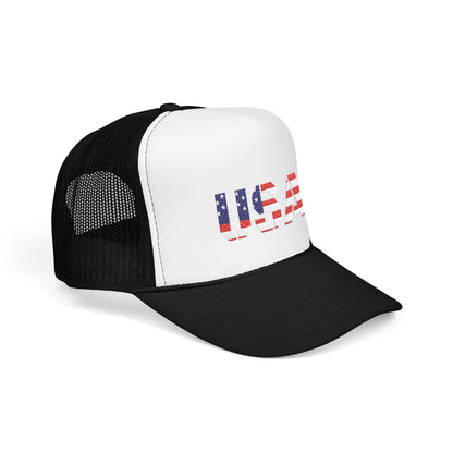 USA Flag Embroidered Foam Trucker Hat, Patriotic Cap, Red Mesh Hat, Summer Outdoor Gear, Festival Accessory, July 4th Gift - TRV