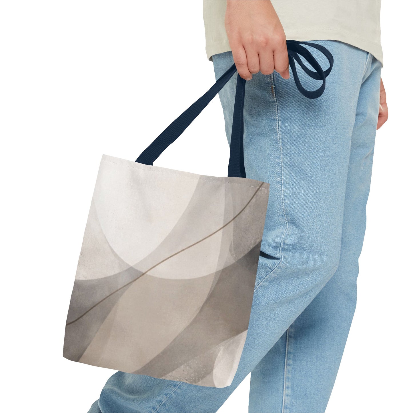 Neutral Abstract Watercolor Waves Tote Bag | All-Over Print