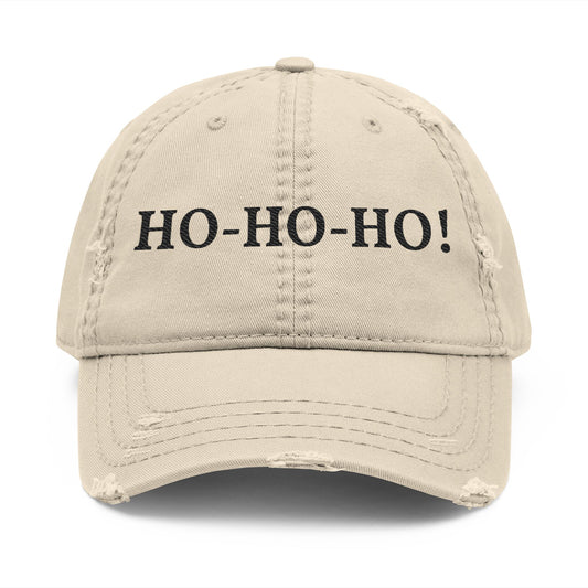 HO-HO-HO Dad Hat | Distressed Embroidered Baseball Cap - TRV