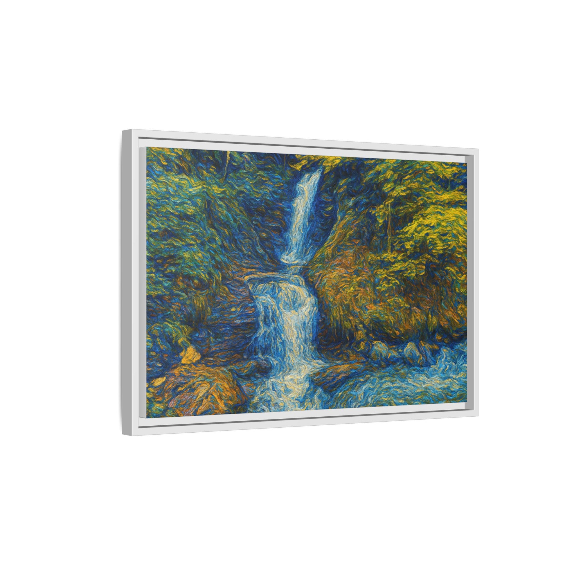 Framed Canvas Art, Majestic Van Gogh Style Waterfall Landscape Wall Decor, Nature Lover Gift, Home Office Artwork, Living Room Decoration - TRV