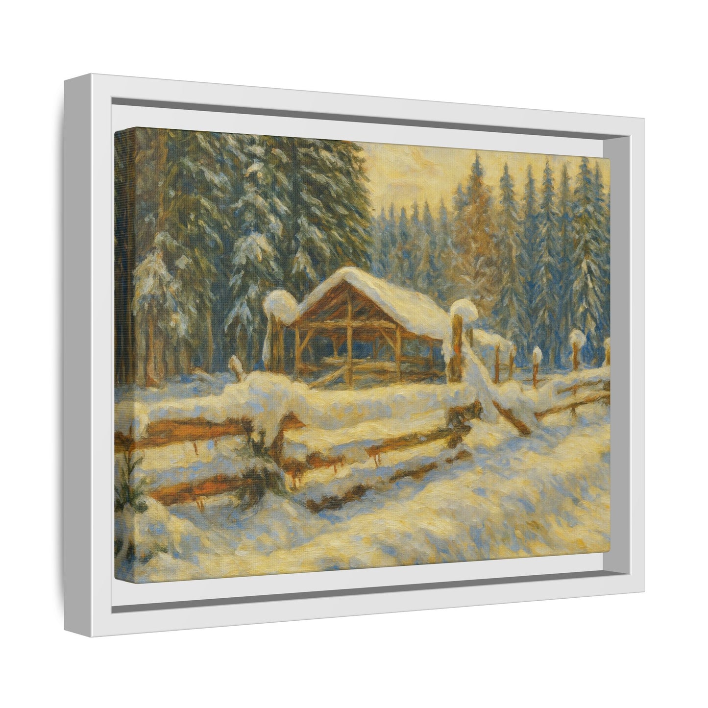 Winter Landscape Framed Canvas Art | Cozy Home Decor | Wall Art for Living Room, Bedroom, Holiday Gift, Rustic Vibes, Art Print - TRV