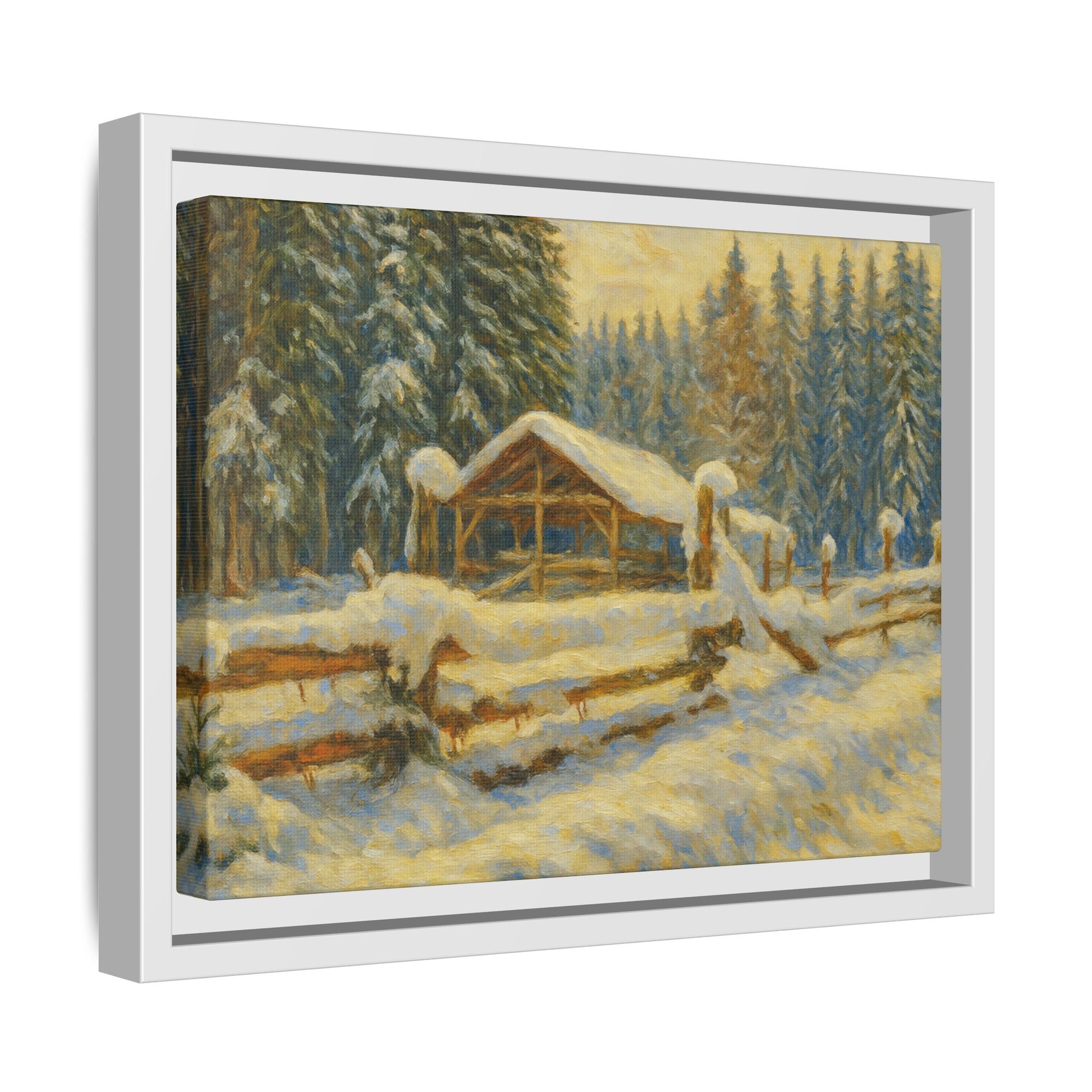 Winter Landscape Framed Canvas Art | Cozy Home Decor | Wall Art for Living Room, Bedroom, Holiday Gift, Rustic Vibes, Art Print - TRV
