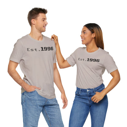 Unisex Jersey Tee - 'Est. 1996' Graphic Shirt, Birthday Gift, Casual Wear, Vintage Style, Retro Fashion, Gift for Him/Her - TRV