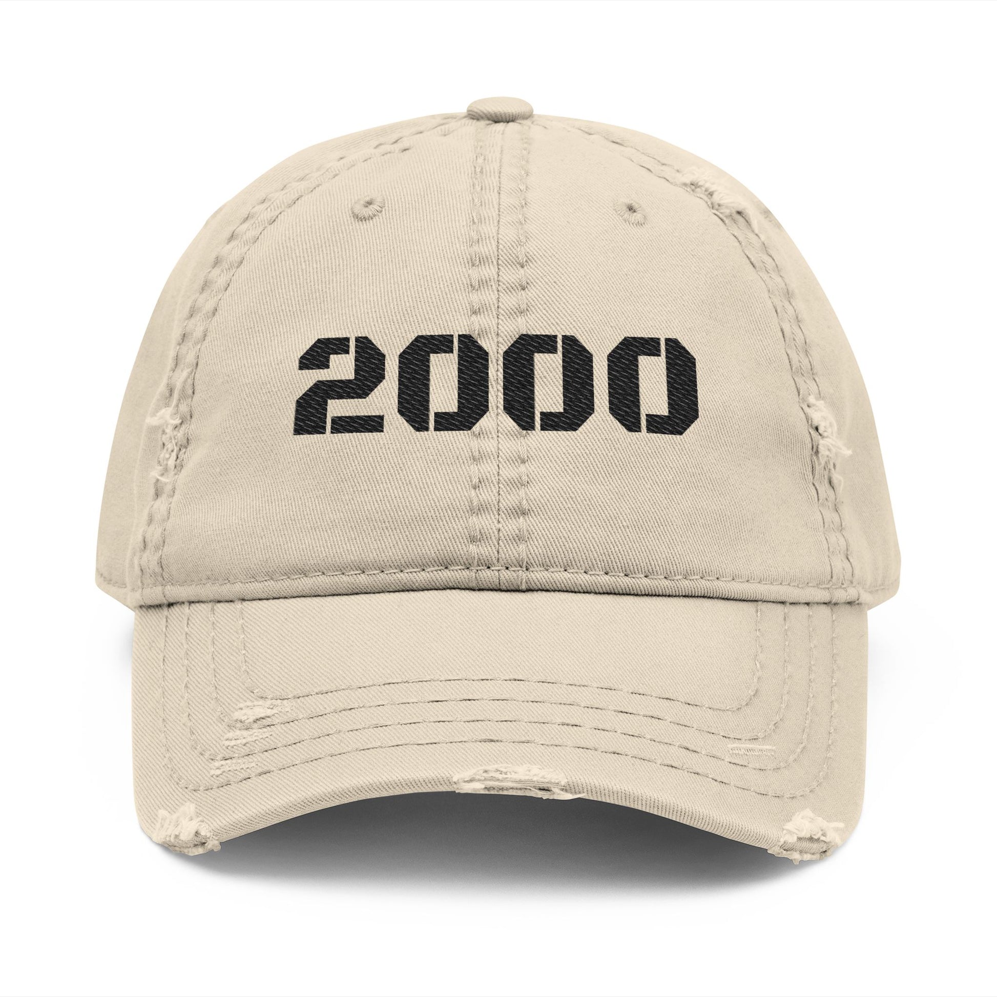 Distressed Dad Hat with '2000' Embroidery, Vintage Style Cap for Casual Outfits, Great Gift for Dads, Birthdays, and Anniversaries - TRV