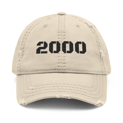 Distressed Dad Hat with '2000' Embroidery, Vintage Style Cap for Casual Outfits, Great Gift for Dads, Birthdays, and Anniversaries - TRV