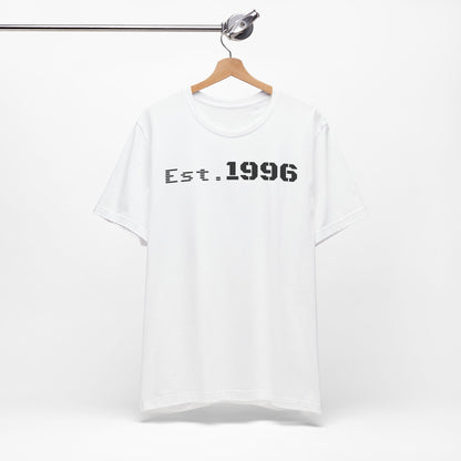 Unisex Jersey Tee - 'Est. 1996' Graphic Shirt, Birthday Gift, Casual Wear, Vintage Style, Retro Fashion, Gift for Him/Her - TRV
