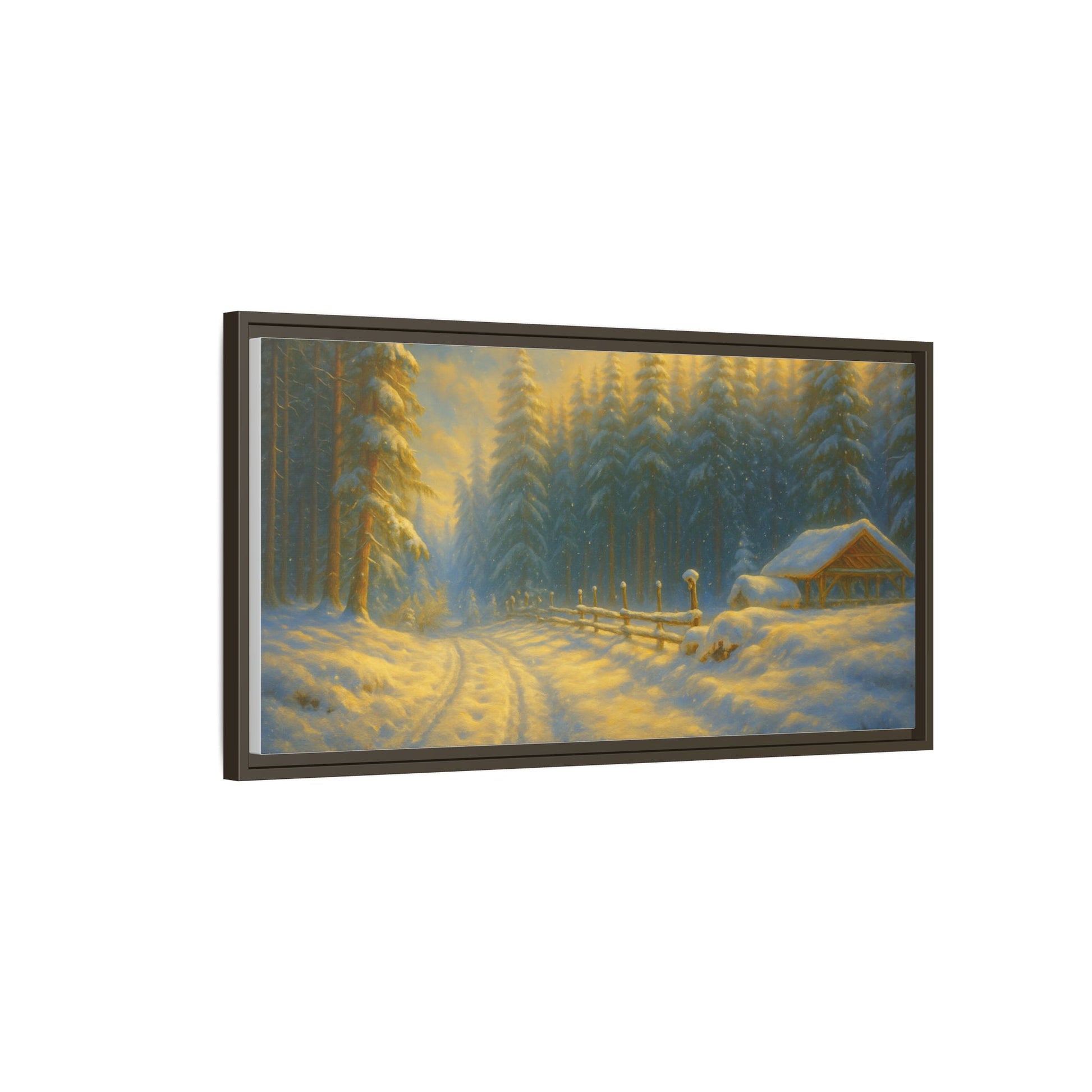 Wall Art Print, Winter Cabin Decor, Nature Scene, Holiday Gift, Cabin Vibes, Christmas Decoration, Matte Canvas, Framed - TRV