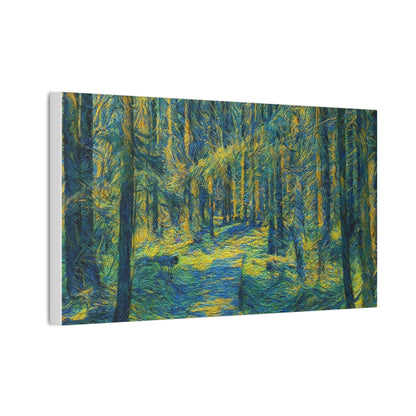 Sunlit Forest Path Canvas – Impressionist Woodland Wall Art