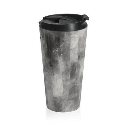 Monogram Initials Gray Marble Travel Mug | Personalized Stainless Steel Tumbler - TRV