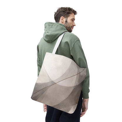 Neutral Abstract Watercolor Waves Tote Bag | All-Over Print