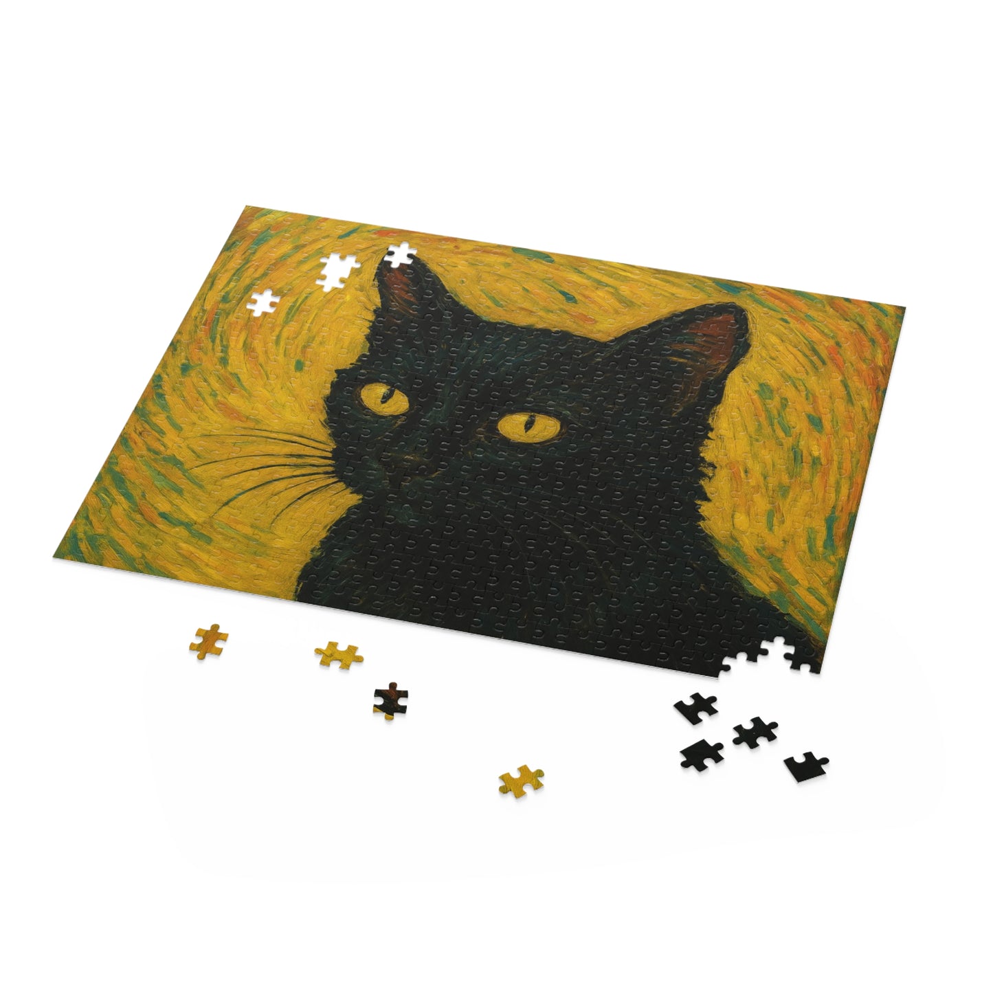 Black Cat Portrait Puzzle | Custom Photo Puzzle 120-500 Piece - TRV