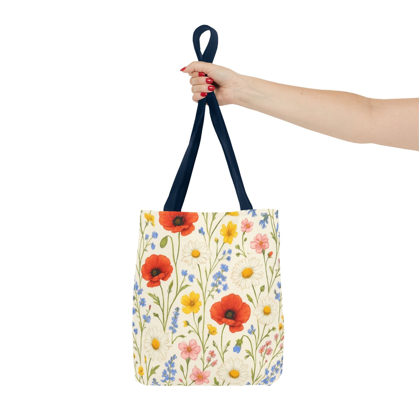 Wildflower Poppy Print Tote Bag | Floral All-Over Pattern
