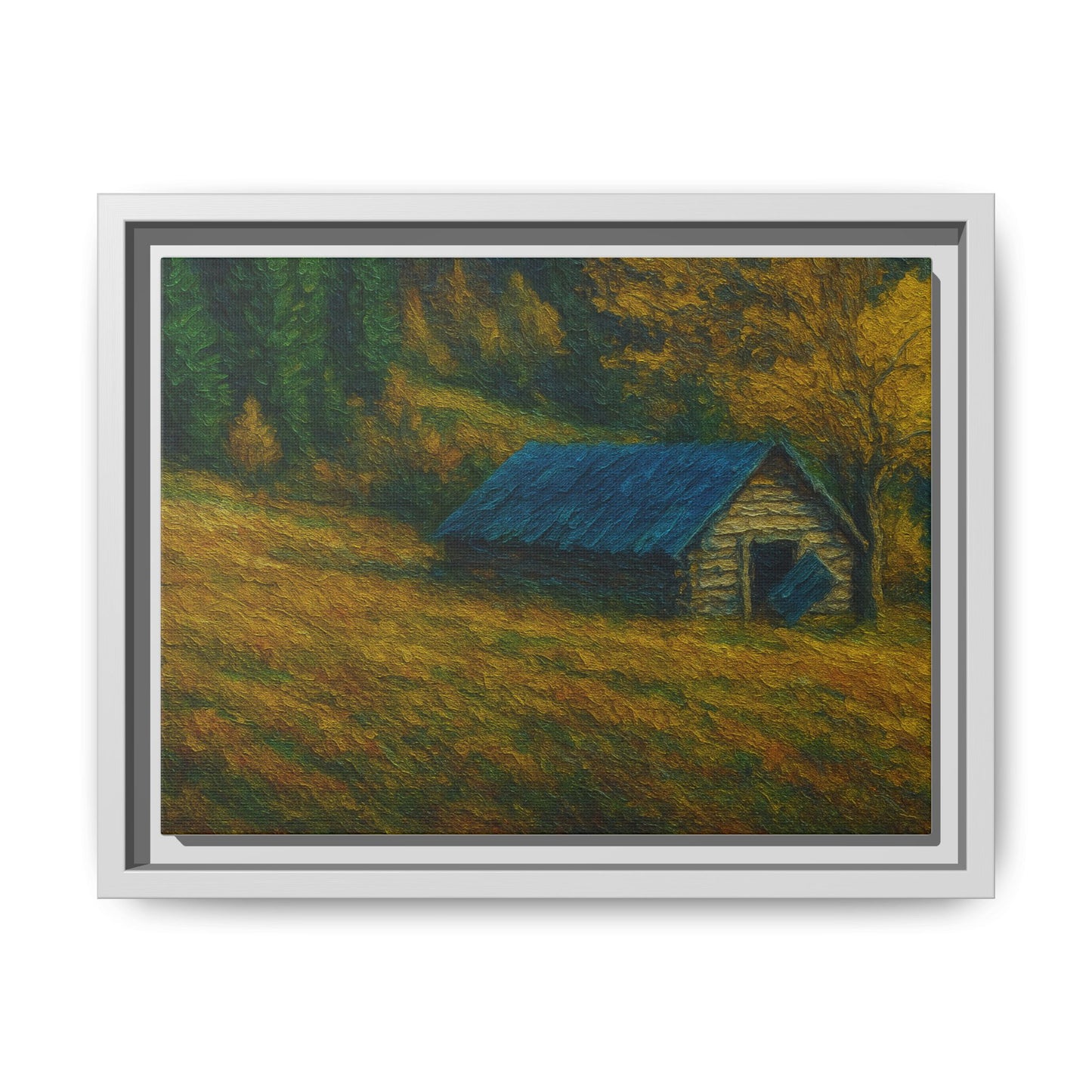 Framed Matte Canvas Print, Rustic Artwork, Farmhouse Decor, Nature Wall Art, Gift for Home, Autumn Decor, Landscape Painting