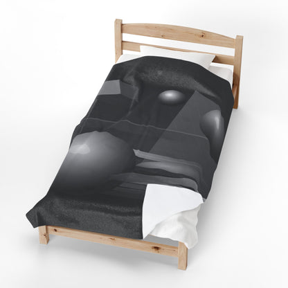 3D Geometric Spheres Velveteen Plush Blanket | Abstract Cube & Sphere Design