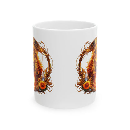 Leo Zodiac Sign Illustration Mug | Ceramic Coffee Cup