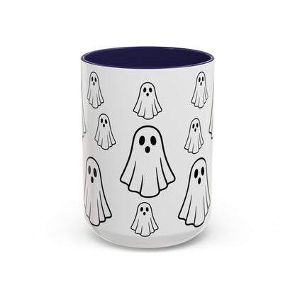 Cute Ghost Accent Coffee Mug, Halloween Mug, Spooky Drinkware, Gift for Ghost Lovers, Seasonal Decor, Unique Coffee Cup - TRV