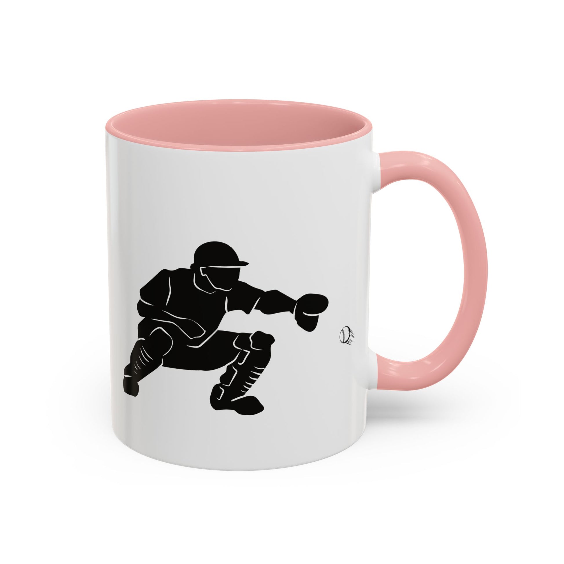 Baseball Catcher Coffee Mug, Sports Gift for Coaches, Black Accent Mug for Fans, Perfect for Birthdays & Celebrations, Unique Cup - TRV