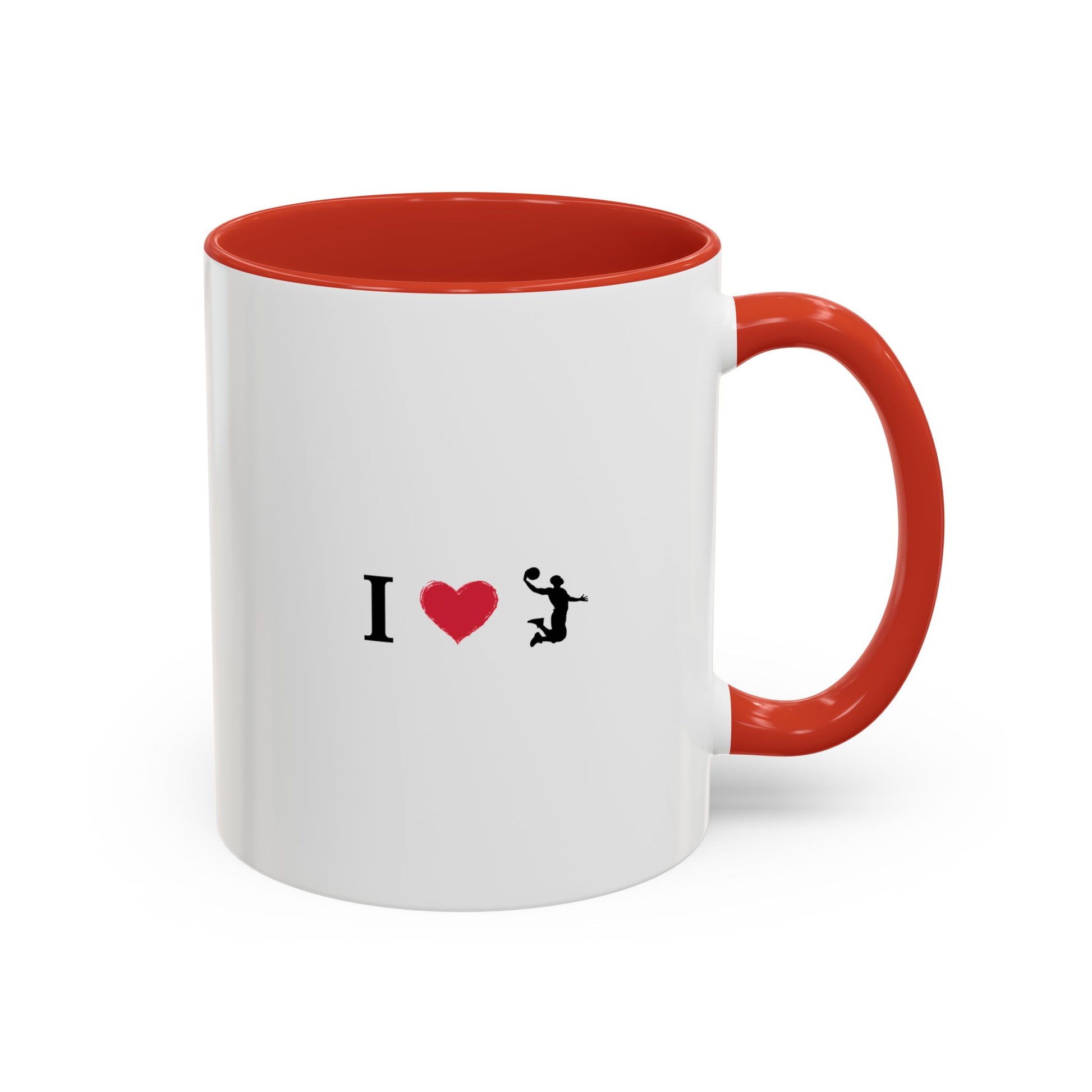 I Love Basketball Coffee Ceramic Mug, Cute Coffee Lover Gift, Personalized Mug for Fun, Black Accent Mug for Birthdays, Holidays, Office - TRV