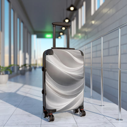Abstract Silver Wave Suitcase | Hardshell Carry-On Luggage