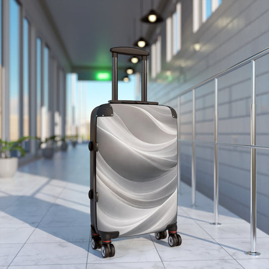 Abstract Silver Wave Suitcase | Hardshell Carry-On Luggage