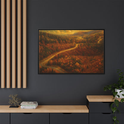 Autumn Landscape Framed Canvas Art, Cozy Home Decor, Warm Fall Vibes, Gift for Nature Lovers, Perfect for Thanksgiving - TRV